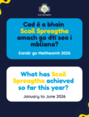 Cad é a bhain Scoil Spreagtha amach go dtí seo i mbliana? Eanáir go Meitheamh 2026